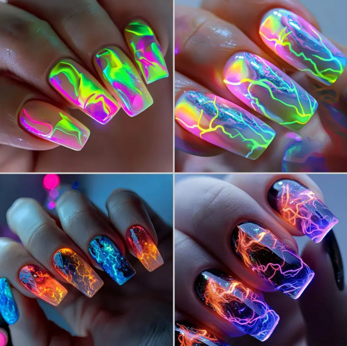 96pcs Acrylic Press-On Nail Set, Medium-Long Ballet Nails with Green Ombre Shine & Lightning Halo Design, Mixed Color Stripes, Includes Nail File, Glossy Finish – Salon Fake Nails for s and Women, Perfect Summer Gift