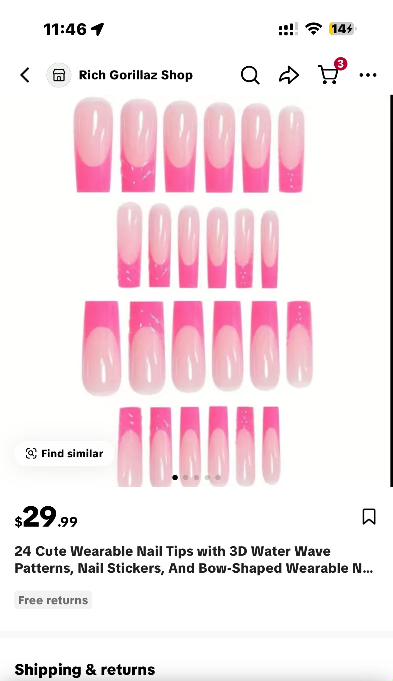 24pcs Waterfall Style Fake Nails, Fashionable Simple Sweet Pink French New Craft Design Removable False Nails Suitable for All s and Women with 1 Gel and 1 Nail File