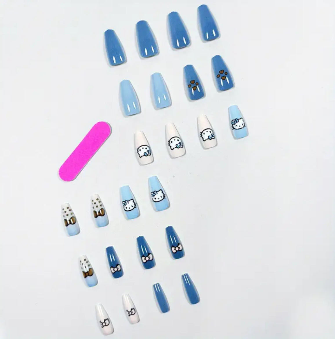 48pcs - Strawberry Medium Rectangular Nail Sticker Cute Style White French Nail Set with Glue and Scraper Daily Use, Dating, Party