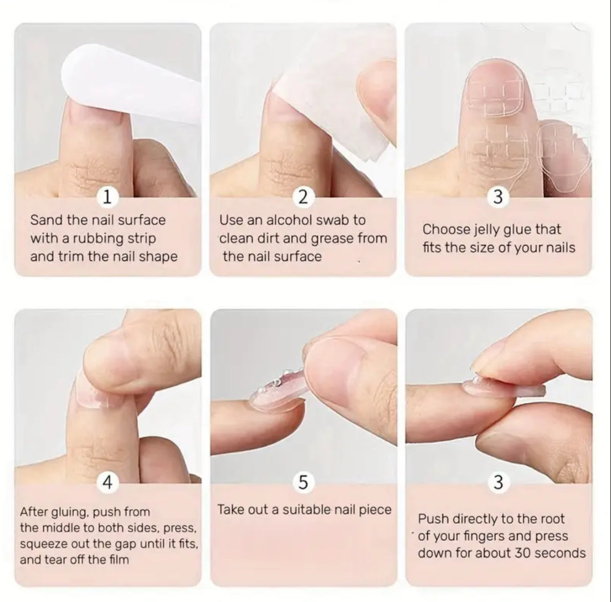 48pcs - Strawberry Medium Rectangular Nail Sticker Cute Style White French Nail Set with Glue and Scraper Daily Use, Dating, Party