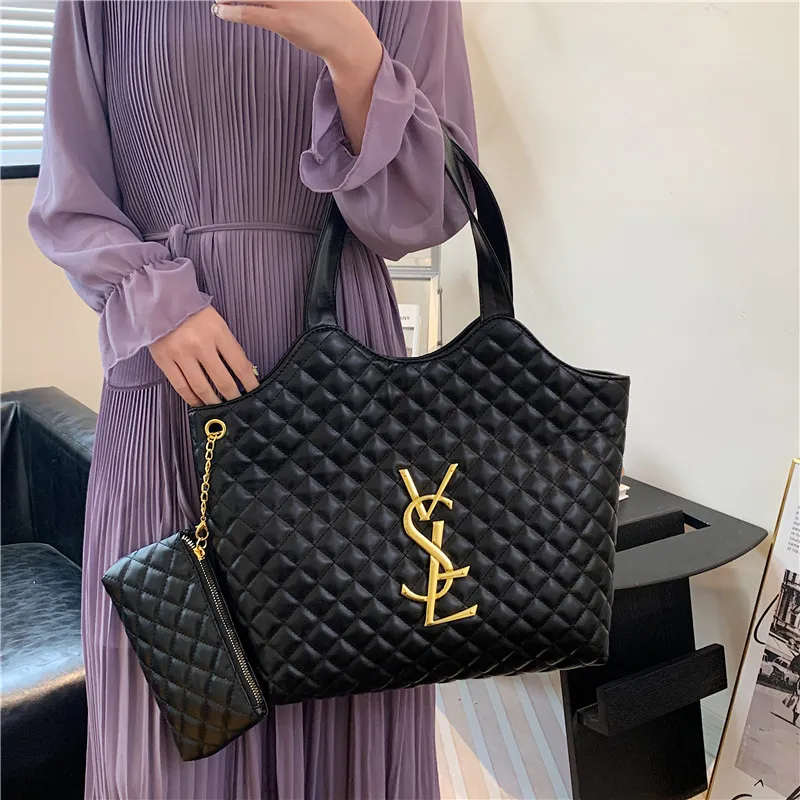 YSL 2025 New Women Commuter Large Capacity Quilted Tote Shoulder Bag Stylish Versatile