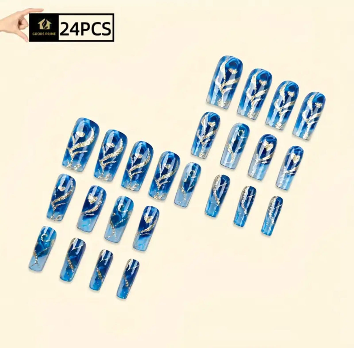 24pcs. Glitter Golden Heart Nail Art | Summer Simple Removable, Reusable & Easy DIY for Women - Work, Travel, Party, Masquerade, Nail Salon & Home